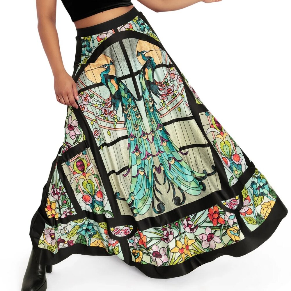 Blackmilk Glass Garden Peacock Skirt Size L